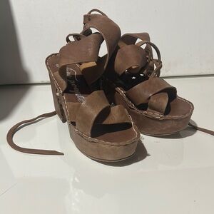 Brown Leather Women's Platform Sandals
